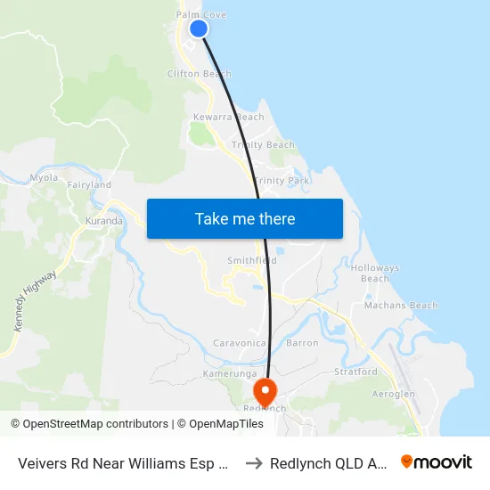 Veivers Rd Near Williams Esp Hail 'N' Ride to Redlynch QLD Australia map