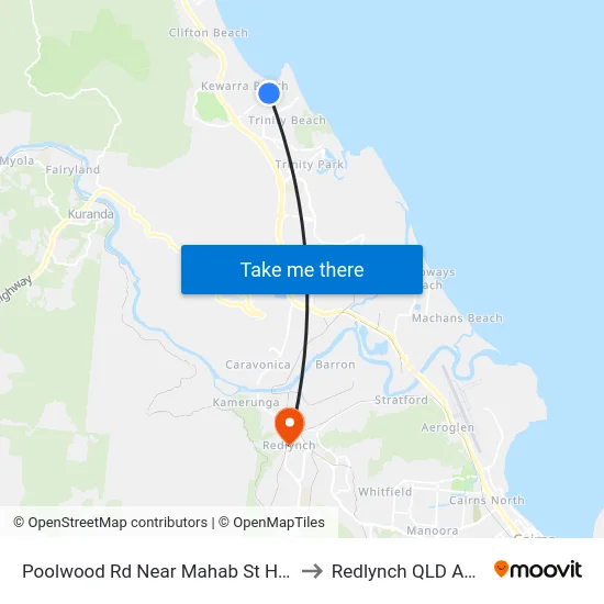 Poolwood Rd Near Mahab St Hail 'N' Ride to Redlynch QLD Australia map