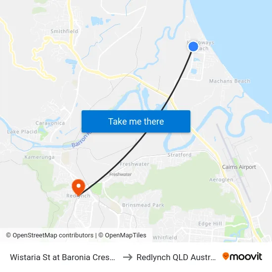 Wistaria St at Baronia Crescent to Redlynch QLD Australia map
