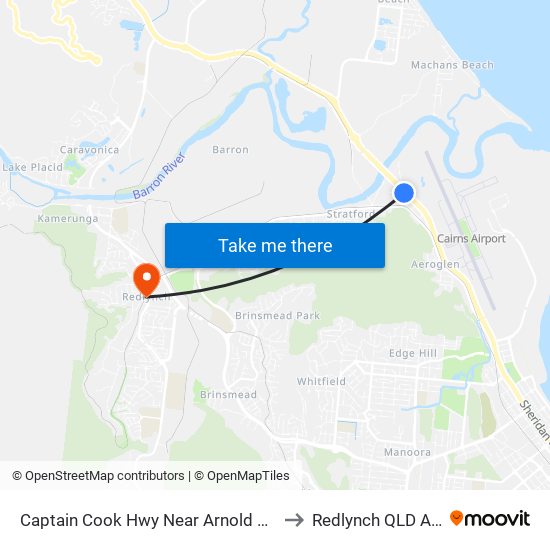 Captain Cook Hwy Near Arnold St Hail 'N' Ride to Redlynch QLD Australia map