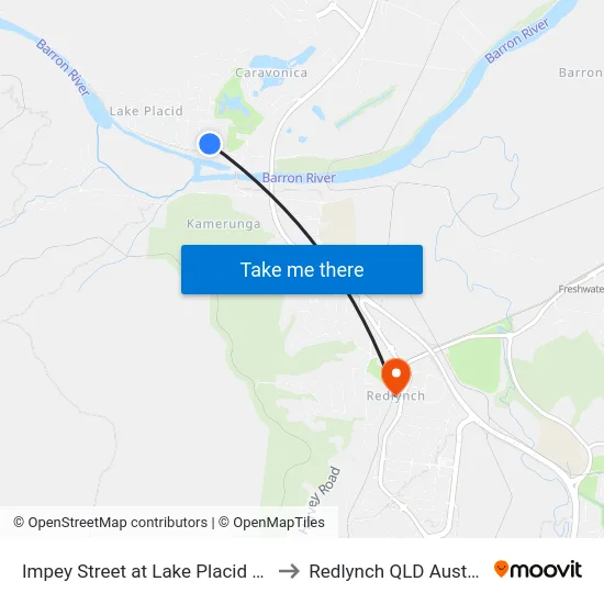 Impey Street at Lake Placid Road to Redlynch QLD Australia map