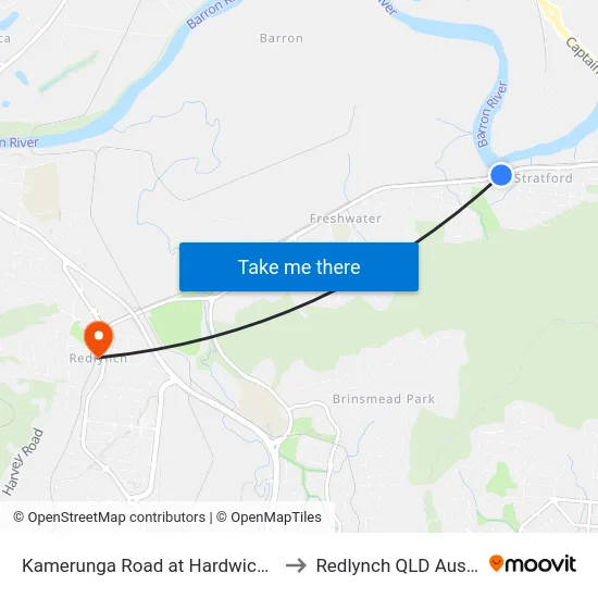 Kamerunga Road at Hardwick Street to Redlynch QLD Australia map