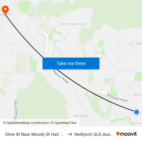 Olive St Near Moody St Hail 'N' Ride to Redlynch QLD Australia map