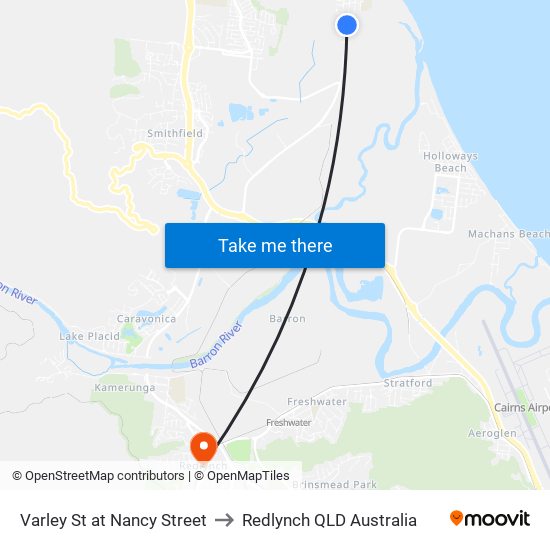 Varley St at Nancy Street to Redlynch QLD Australia map