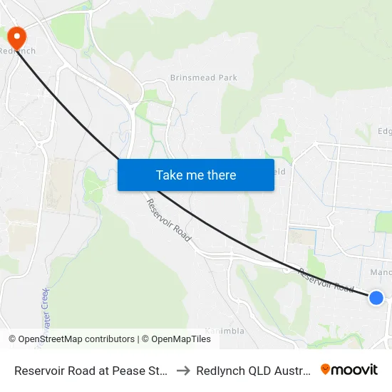 Reservoir Road at Pease Street to Redlynch QLD Australia map