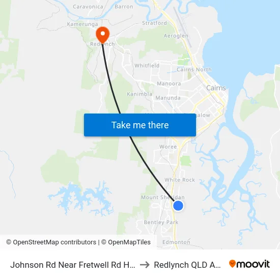 Johnson Rd Near Fretwell Rd Hail 'N' Ride to Redlynch QLD Australia map