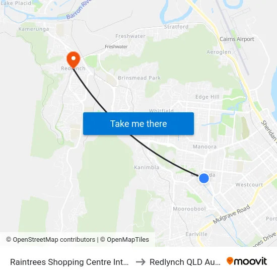 Raintrees Shopping Centre Interchange to Redlynch QLD Australia map