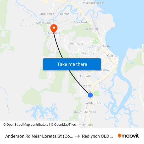 Anderson Rd Near Loretta St (Coconut Village) to Redlynch QLD Australia map