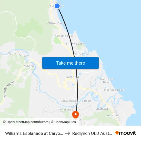Williams Esplanade at Caryota St to Redlynch QLD Australia map