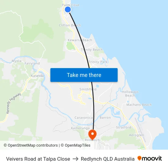 Veivers Road at Talpa Close to Redlynch QLD Australia map