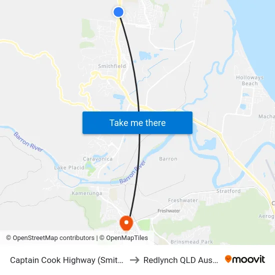 Captain Cook Highway (Smithfield) to Redlynch QLD Australia map