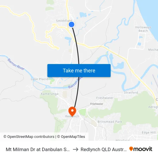 Mt Milman Dr at Danbulan Street to Redlynch QLD Australia map