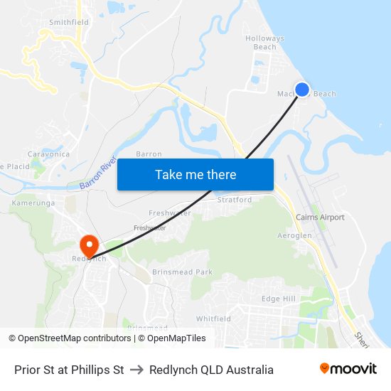 Prior St at Phillips St to Redlynch QLD Australia map