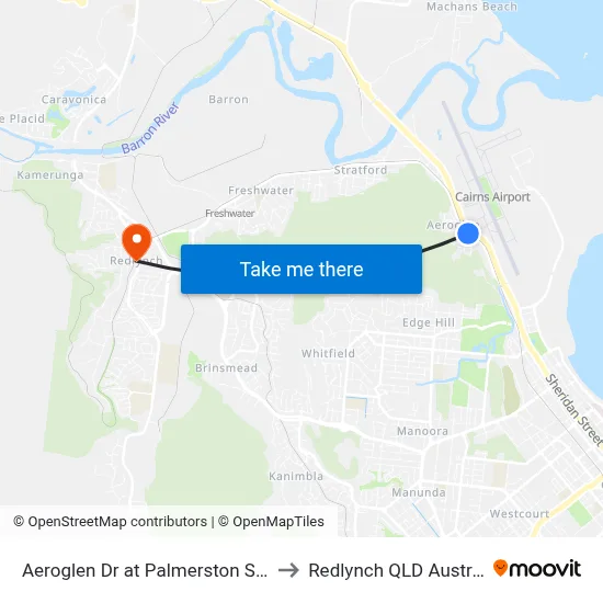 Aeroglen Dr at Palmerston Street to Redlynch QLD Australia map