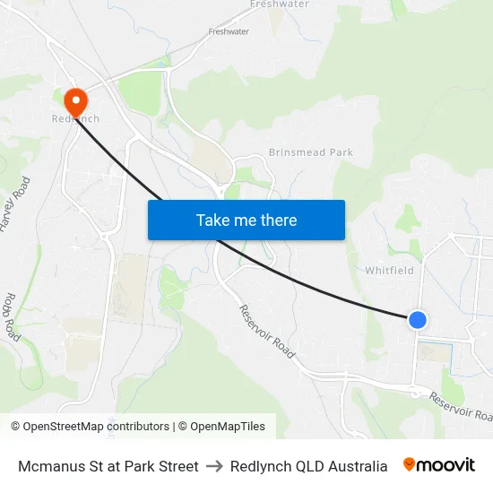 Mcmanus St at Park Street to Redlynch QLD Australia map