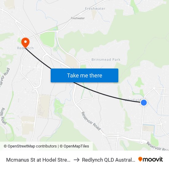 Mcmanus St at Hodel Street to Redlynch QLD Australia map