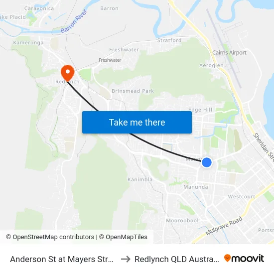 Anderson St at Mayers Street to Redlynch QLD Australia map