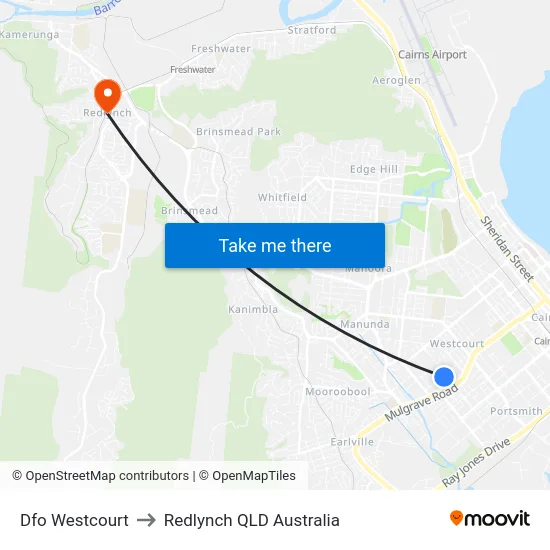 Dfo Westcourt to Redlynch QLD Australia map