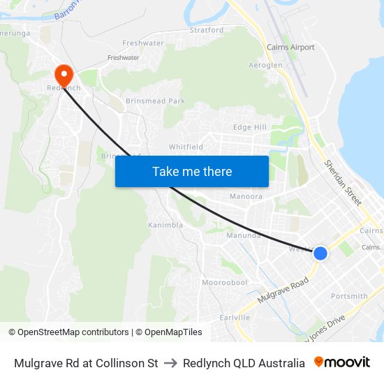 Mulgrave Rd at Collinson St to Redlynch QLD Australia map