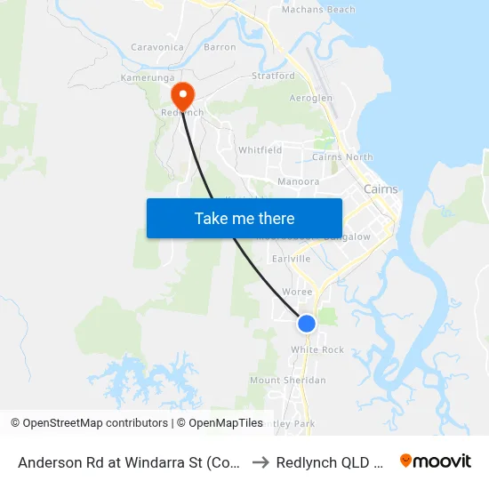 Anderson Rd at Windarra St (Coconut Village) to Redlynch QLD Australia map