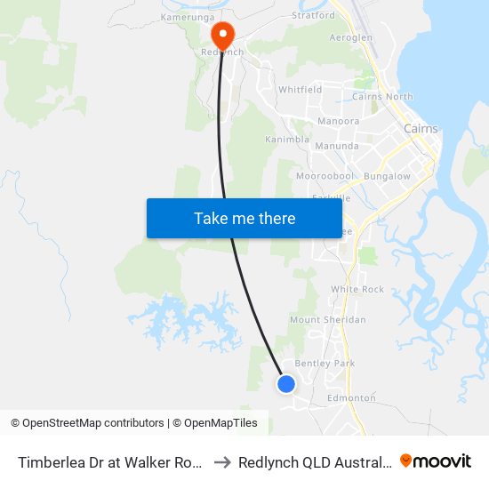 Timberlea Dr at Walker Road to Redlynch QLD Australia map