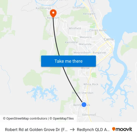 Robert Rd at Golden Grove Dr (Fretwell Park) to Redlynch QLD Australia map