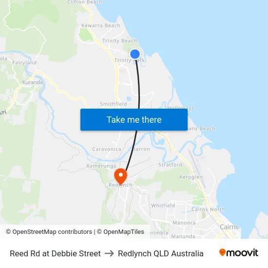 Reed Rd at Debbie Street to Redlynch QLD Australia map