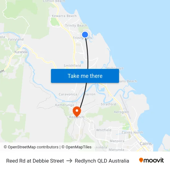 Reed Rd at Debbie Street to Redlynch QLD Australia map