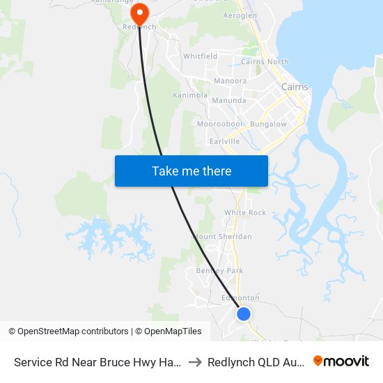 Service Rd Near Bruce Hwy Hail 'N' Ride to Redlynch QLD Australia map