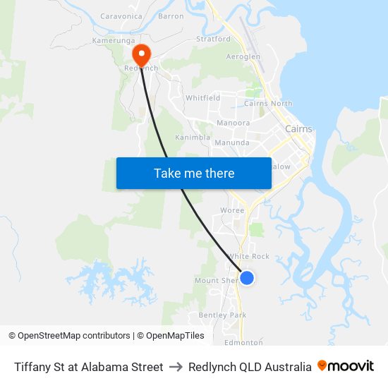 Tiffany St at Alabama Street to Redlynch QLD Australia map