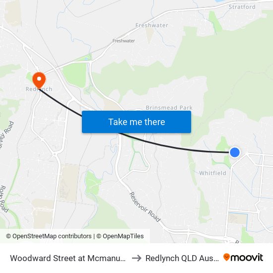 Woodward Street at Mcmanus Street to Redlynch QLD Australia map