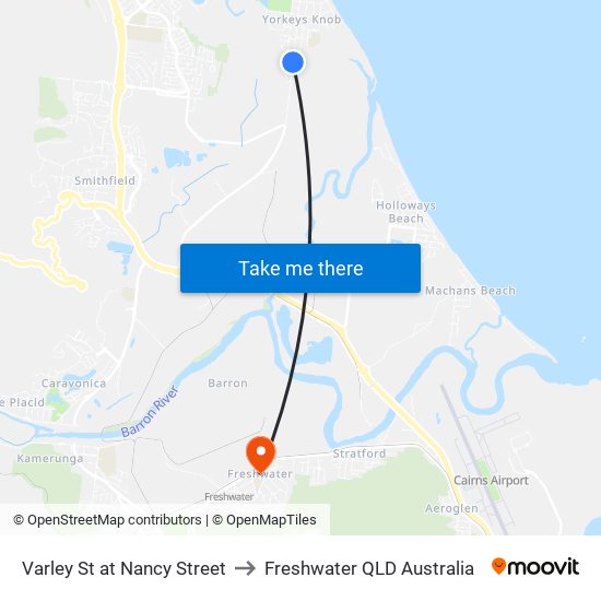 Varley St at Nancy Street to Freshwater QLD Australia map