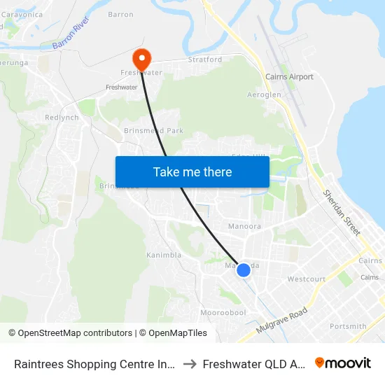 Raintrees Shopping Centre Interchange to Freshwater QLD Australia map