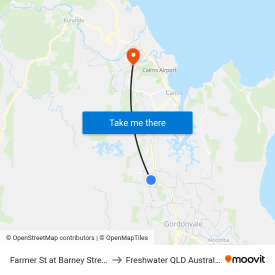 Farmer St at Barney Street to Freshwater QLD Australia map