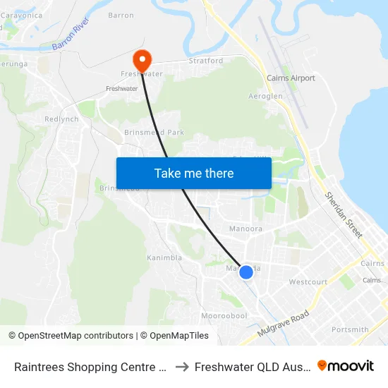 Raintrees Shopping Centre Stop B to Freshwater QLD Australia map
