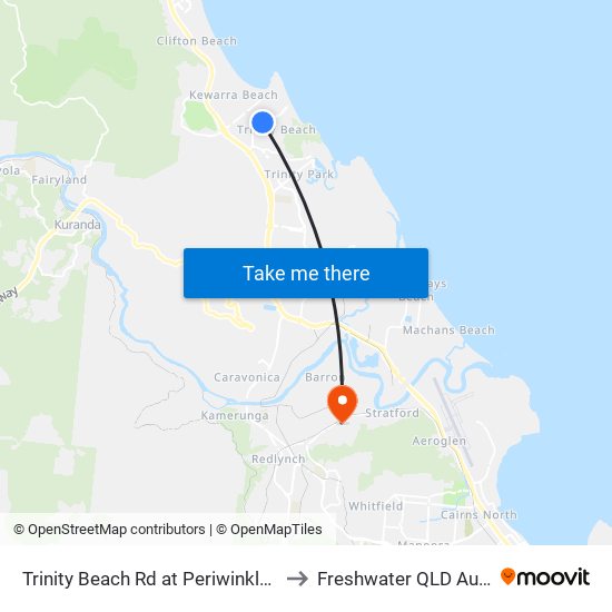 Trinity Beach Rd at Periwinkle Avenue to Freshwater QLD Australia map