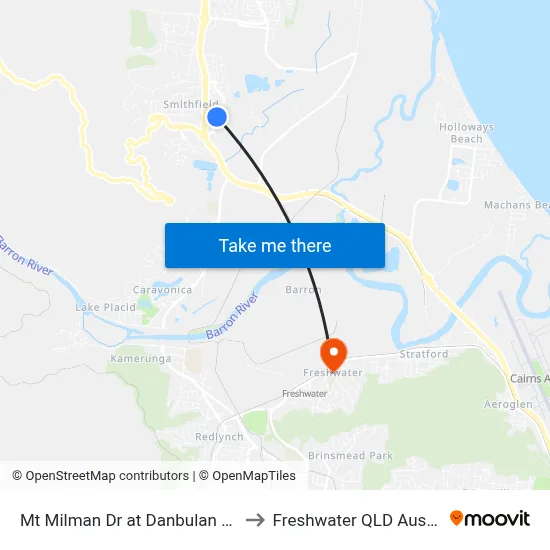 Mt Milman Dr at Danbulan Street to Freshwater QLD Australia map