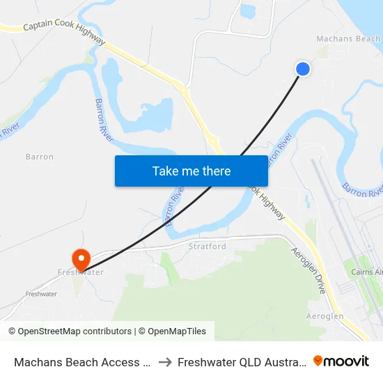Machans Beach Access Rd to Freshwater QLD Australia map