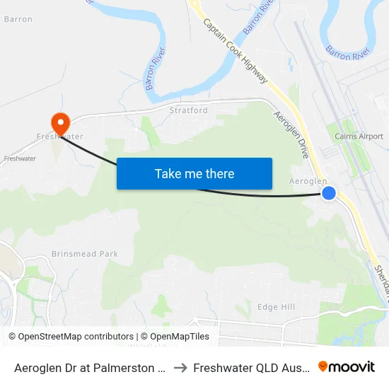 Aeroglen Dr at Palmerston Street to Freshwater QLD Australia map