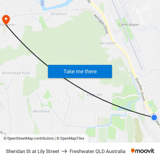 Sheridan St at Lily Street to Freshwater QLD Australia map