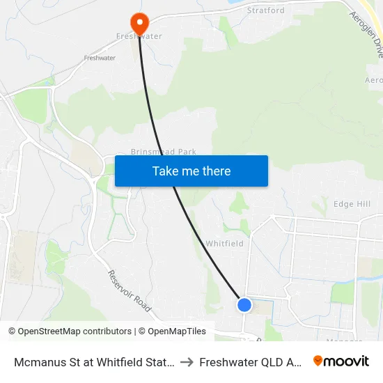 Mcmanus St at Whitfield State School to Freshwater QLD Australia map