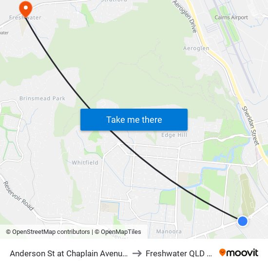 Anderson St at Chaplain Avenue (Cemetery) to Freshwater QLD Australia map