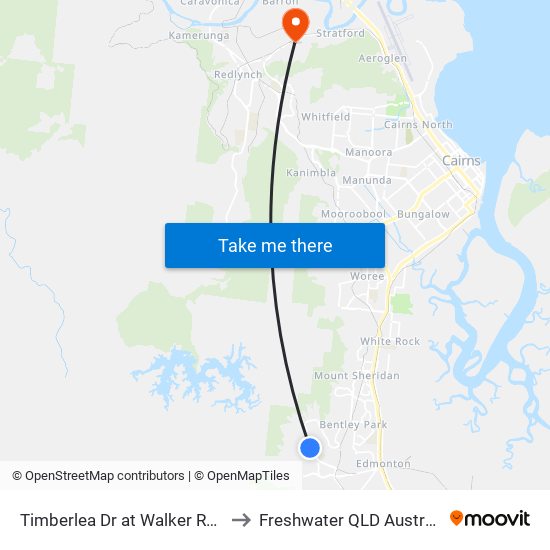 Timberlea Dr at Walker Road to Freshwater QLD Australia map