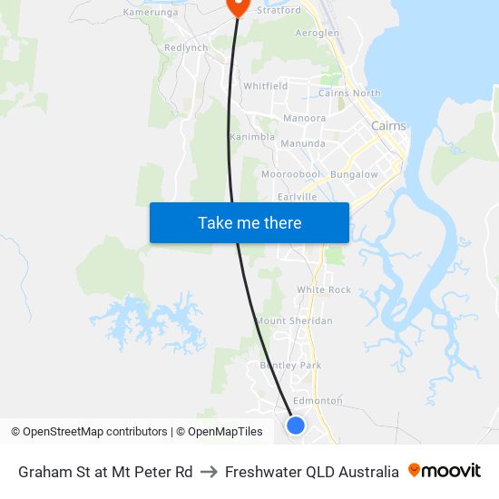 Graham St at Mt Peter Rd to Freshwater QLD Australia map