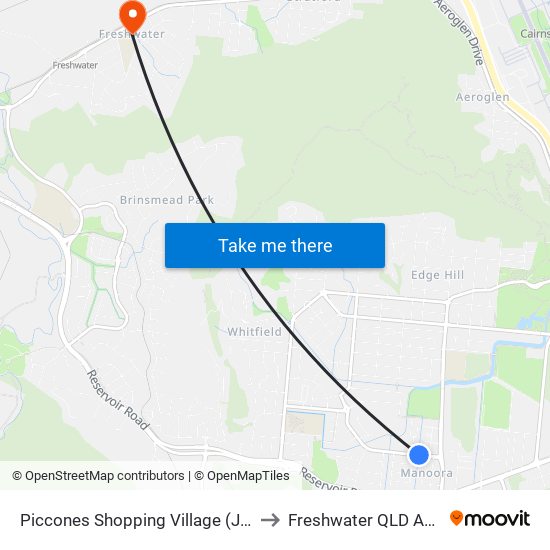Piccones Shopping Village (Jensen St) to Freshwater QLD Australia map