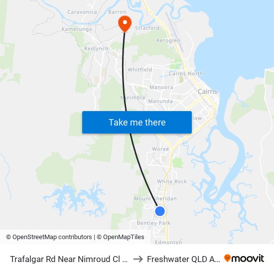 Trafalgar Rd Near Nimroud Cl Hail 'N' Ride to Freshwater QLD Australia map