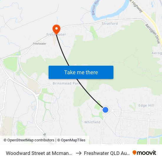 Woodward Street at Mcmanus Street to Freshwater QLD Australia map