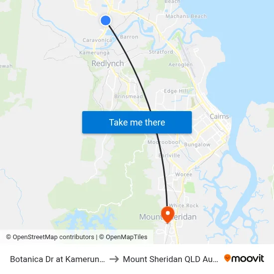 Botanica Dr at Kamerunga Rd to Mount Sheridan QLD Australia map