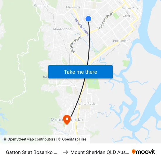 Gatton St at Bosanko Street to Mount Sheridan QLD Australia map