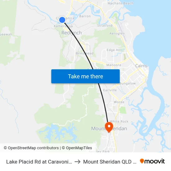 Lake Placid Rd at Caravonica Waters to Mount Sheridan QLD Australia map